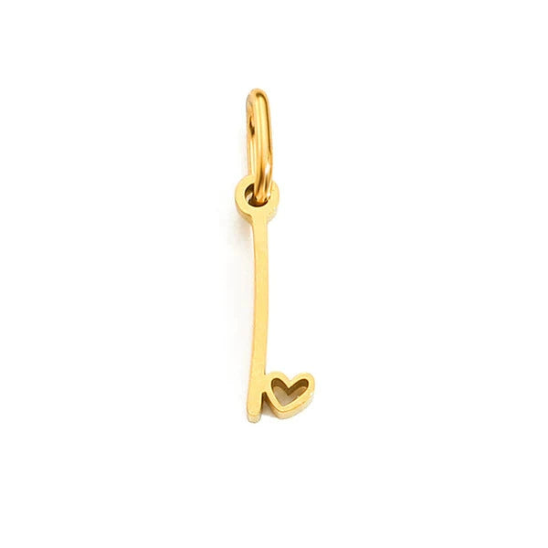 Gold Plated Stainless Steel A-Z Letter Heart Pendant (Pk of 10 ) / KP0003