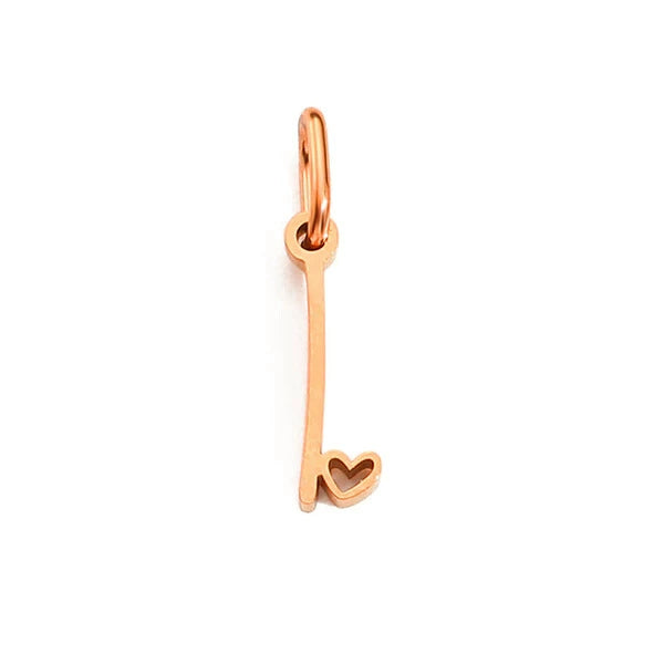 Rose Gold Plated Stainless Steel A-Z Letter Heart Pendant (Pk of 10 ) / KP0004