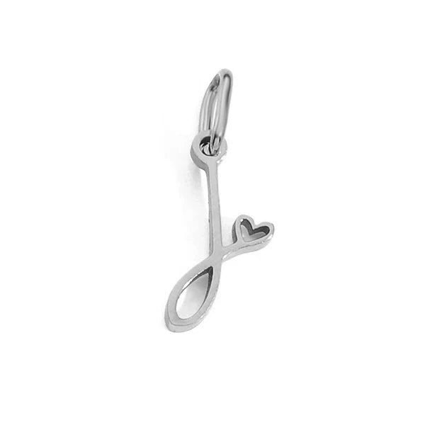 Stainless Steel A-Z Letter Heart Pendant (Pk of 10 ) / KP0002