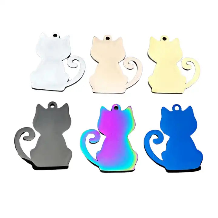 35*28mm Stainless Steel Engravable Hollow Cat Tags ( pk of 10 ) / KT0038