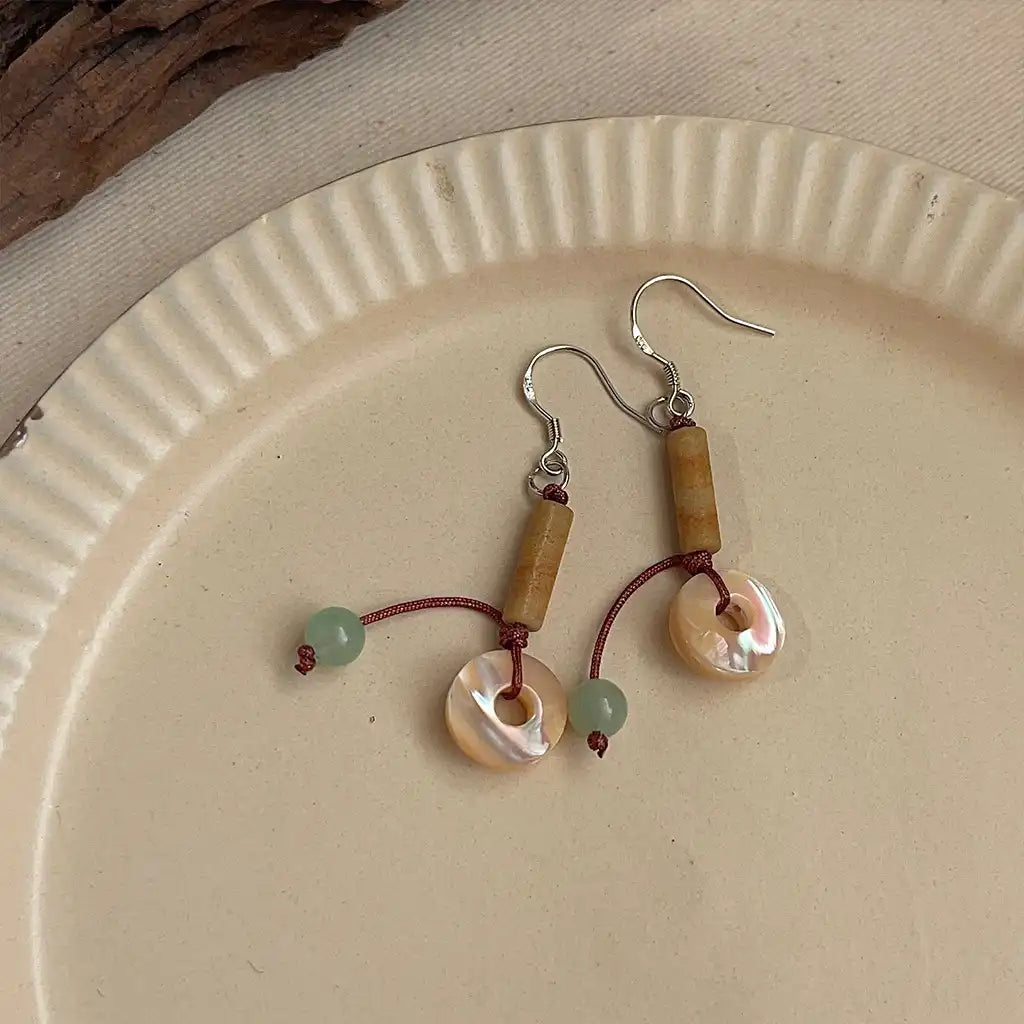 1 Pair Vintage Nature Stone Dangle Earrings Wholesale / KE0001
