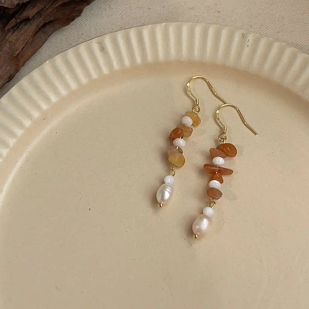 1 Pair Vintage Shell Pearl Dangle Earrings Wholesale / KE0003