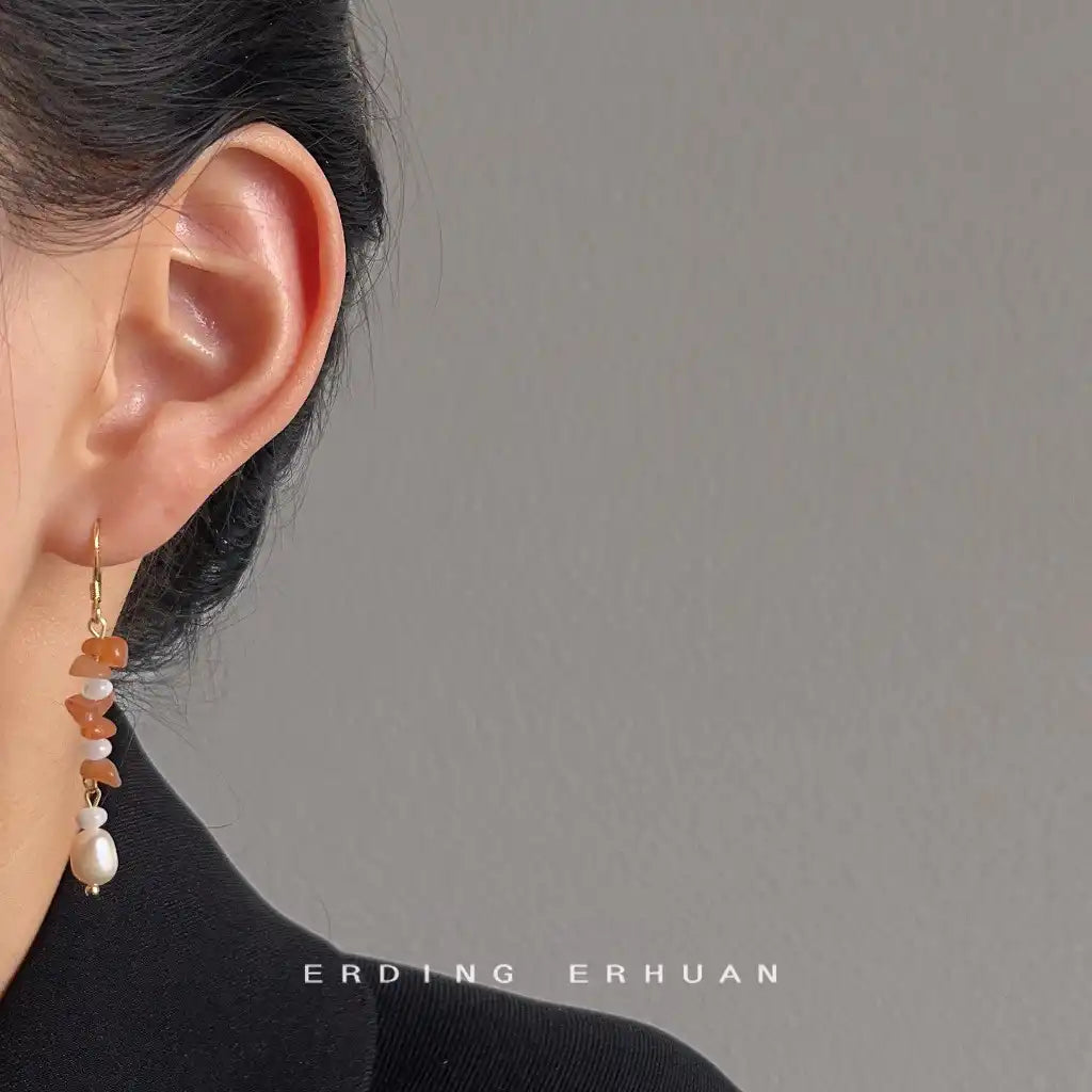 1 Pair Vintage Shell Pearl Dangle Earrings Wholesale / KE0003