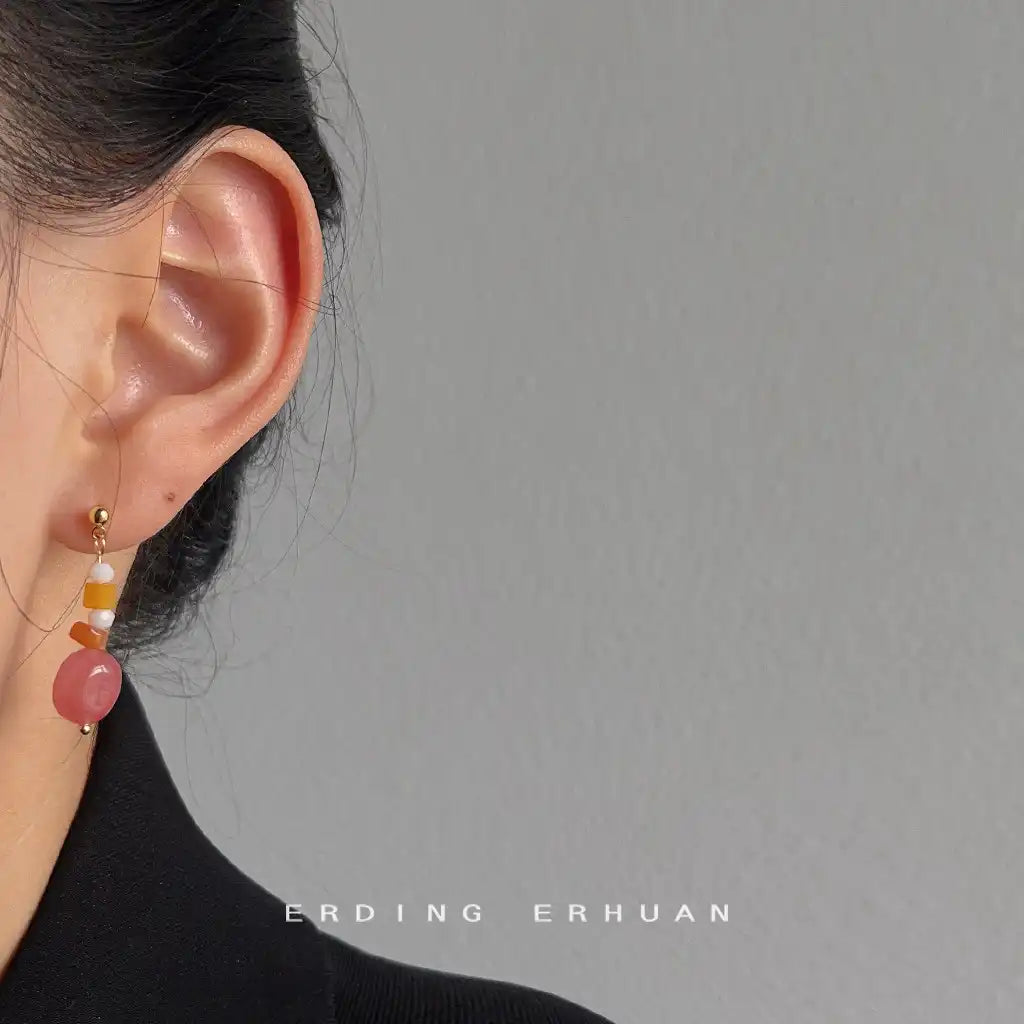 1 Pair Vintage Waterlon Stone Dangle Earrings Wholesale / KE0004