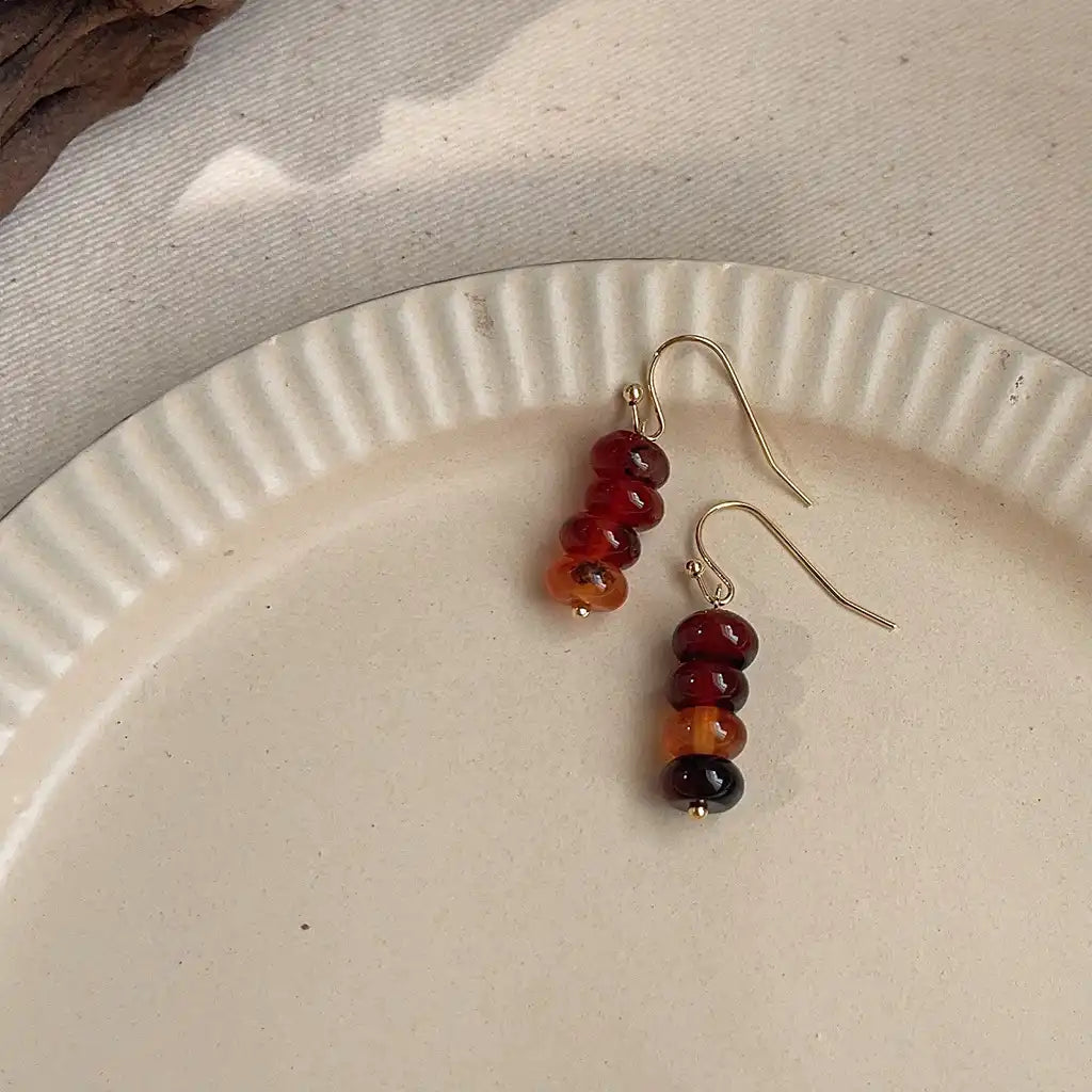 1 Pair Vintage Agate Stone Dangle Earrings / KE0011