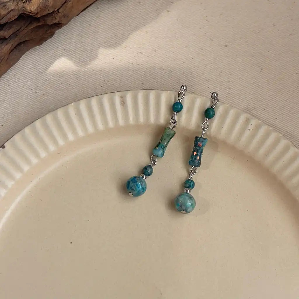 1 Pair Vintage Imperial Stone Dangle Earrings / KE0013