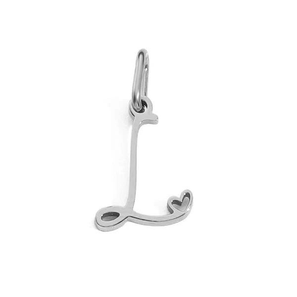 Stainless Steel A-Z Letter Heart Pendant (Pk of 10 ) / KP0002