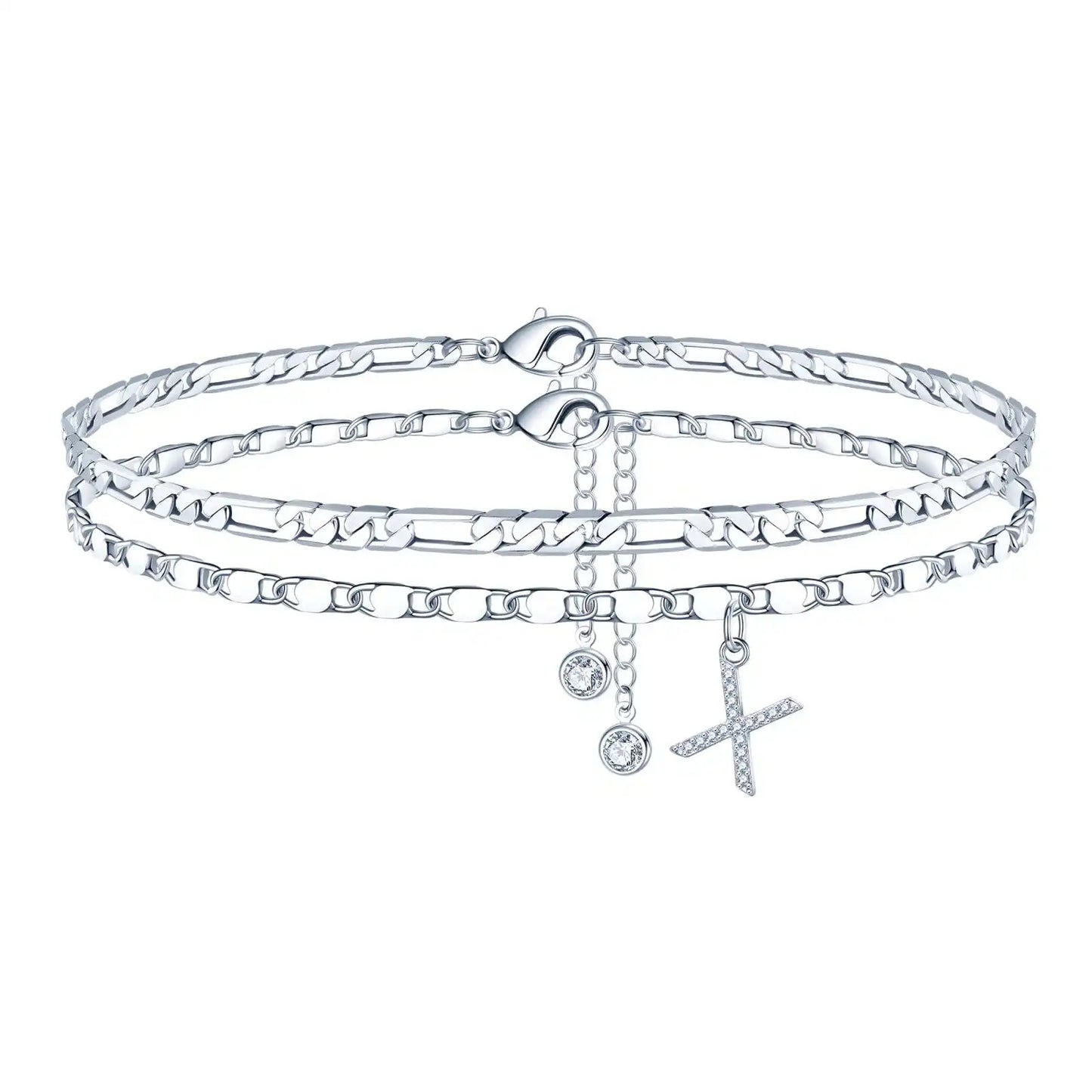 Layered Letter Ankle bracelet for Women Chain Initial Pendant Anklets / 25904001