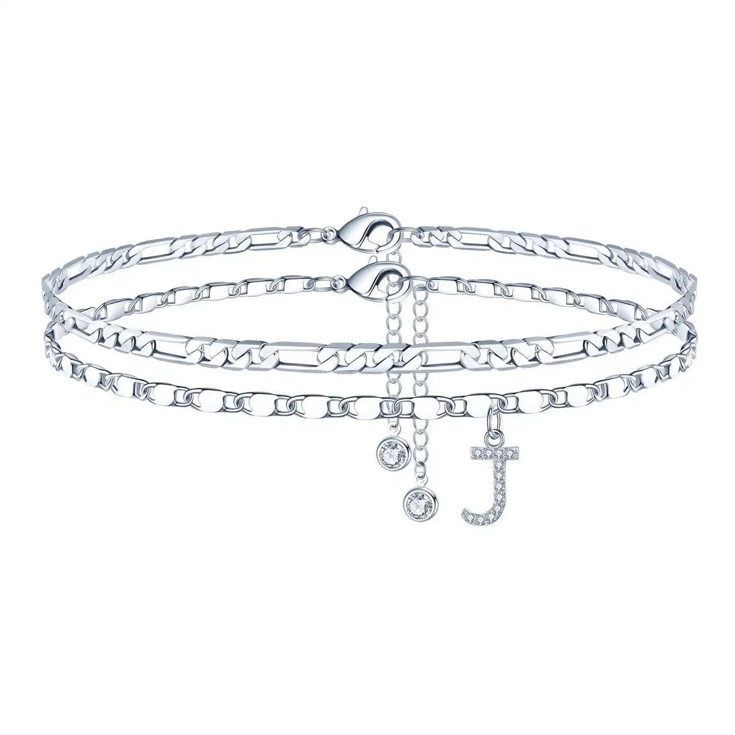 Layered Letter Ankle bracelet for Women Chain Initial Pendant Anklets / 25904001