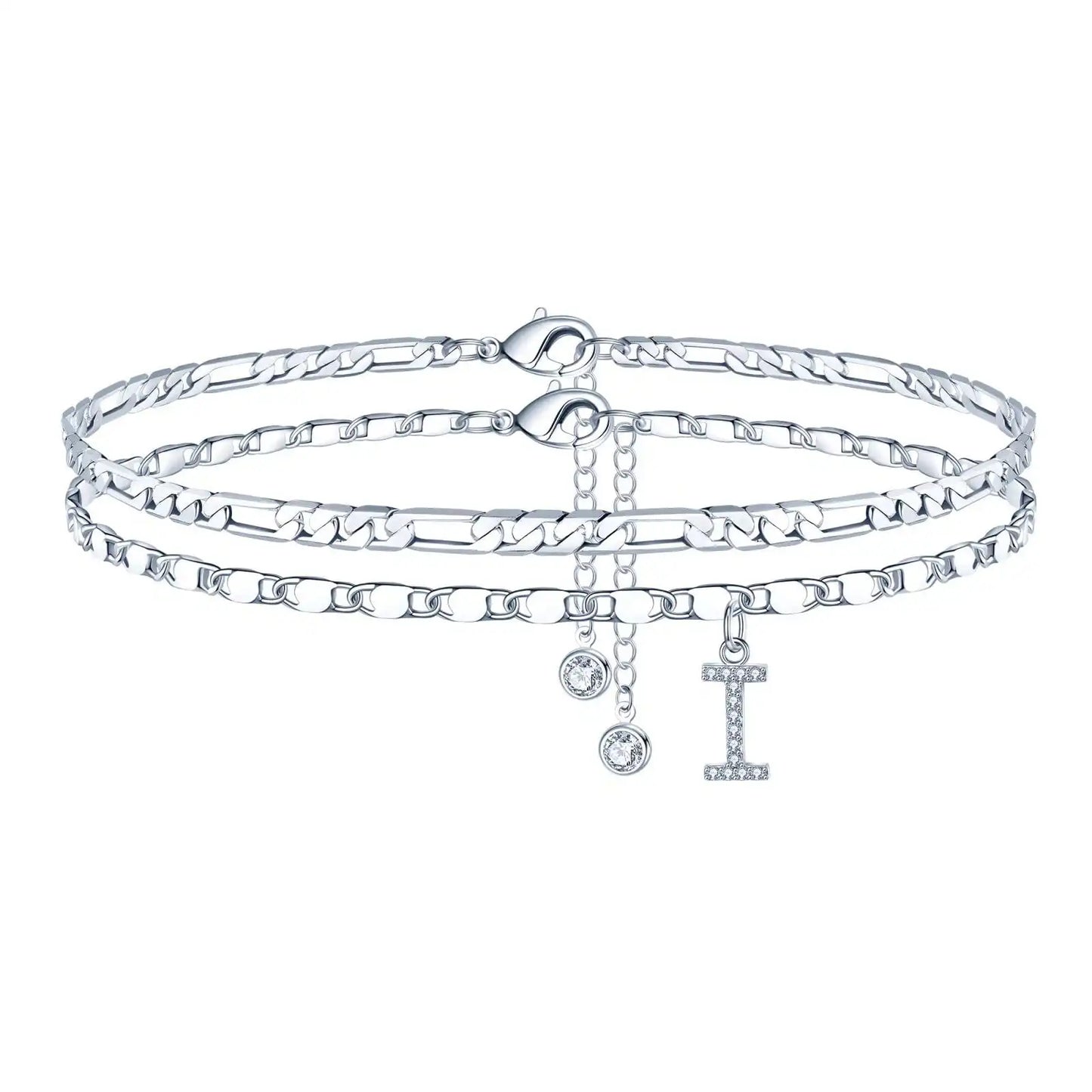 Layered Letter Ankle bracelet for Women Chain Initial Pendant Anklets / 25904001