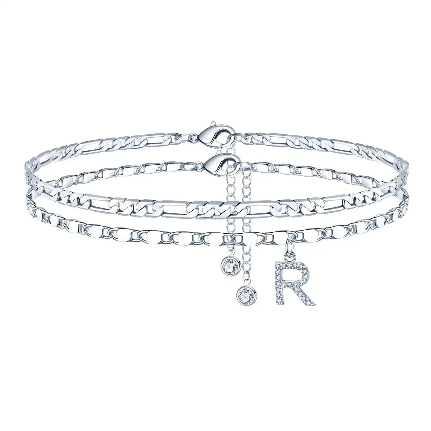 Layered Letter Ankle bracelet for Women Chain Initial Pendant Anklets / 25904001