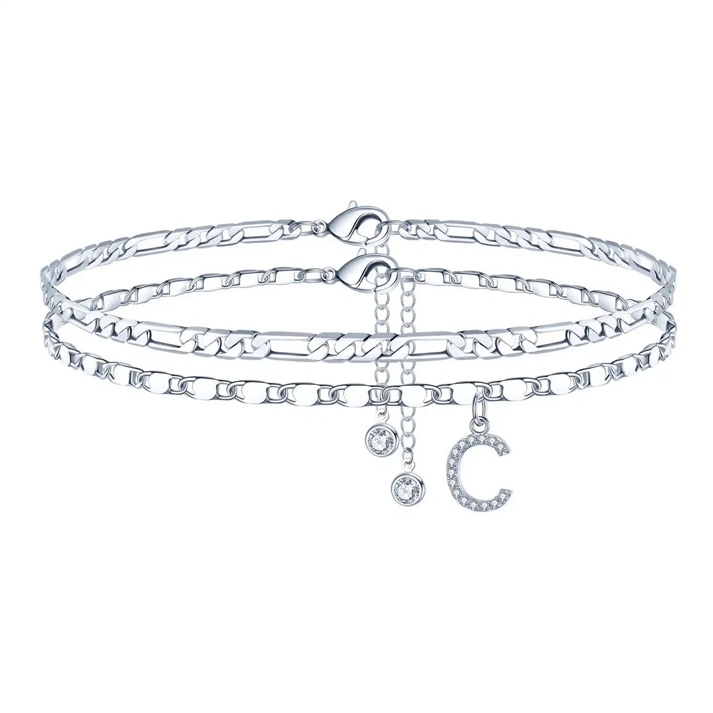 Layered Letter Ankle bracelet for Women Chain Initial Pendant Anklets / 25904001