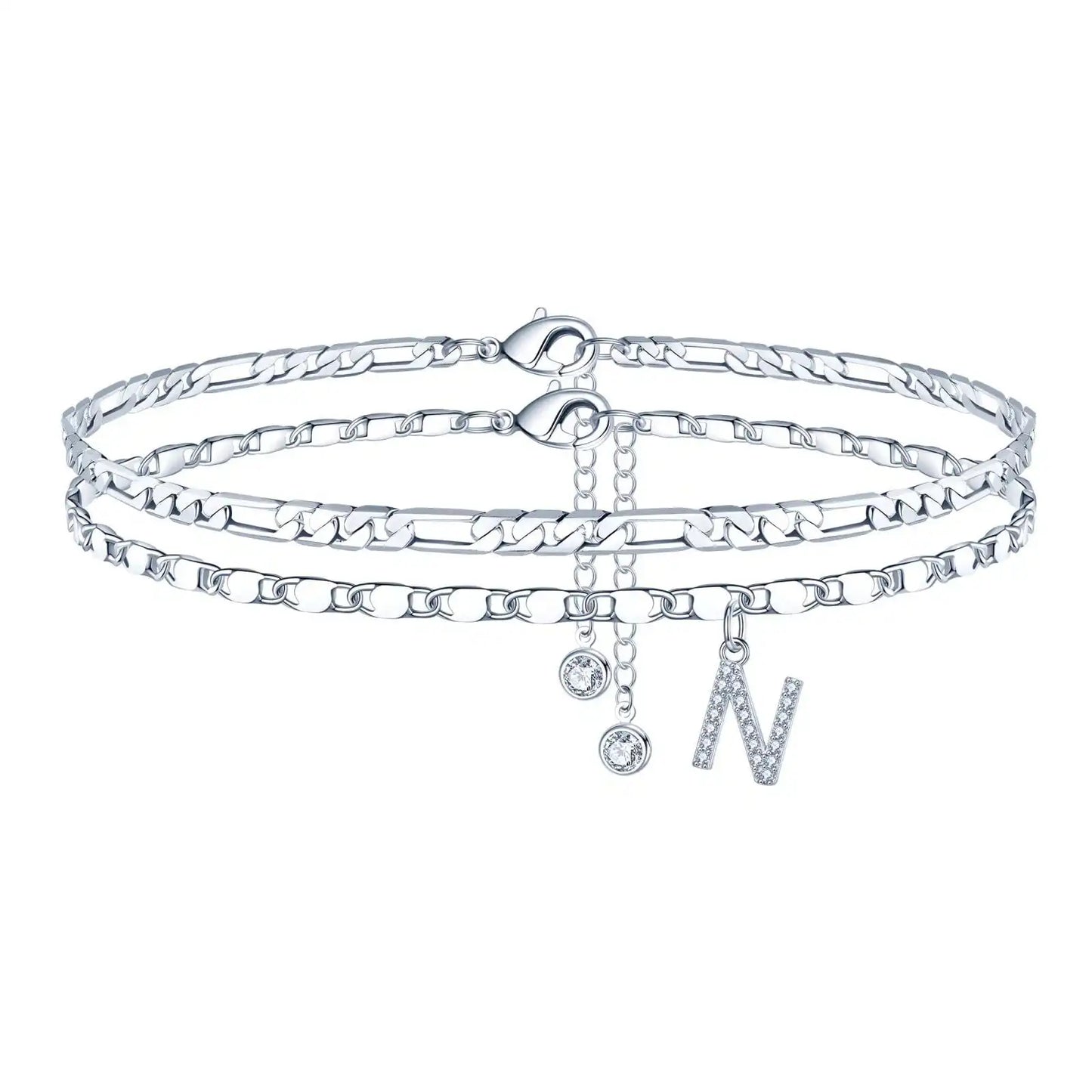 Layered Letter Ankle bracelet for Women Chain Initial Pendant Anklets / 25904001