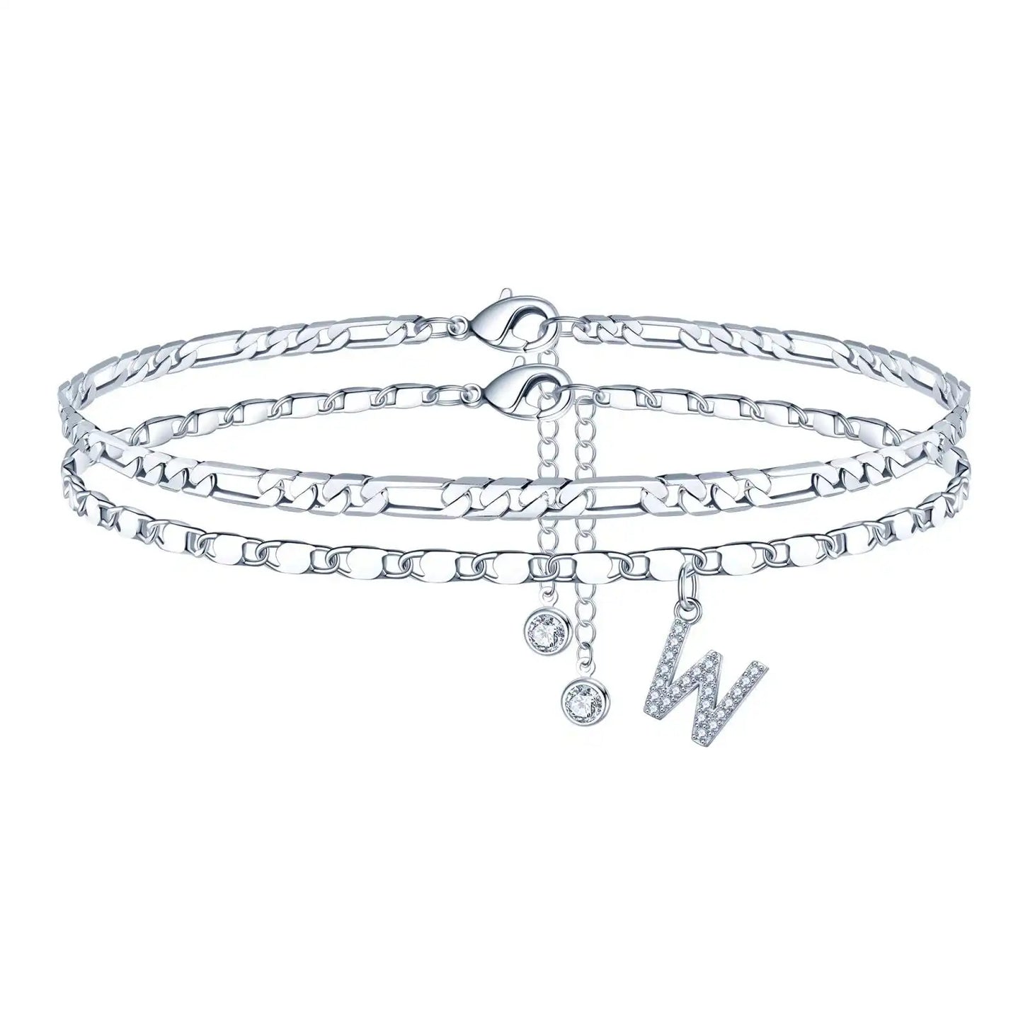 Layered Letter Ankle bracelet for Women Chain Initial Pendant Anklets / 25904001