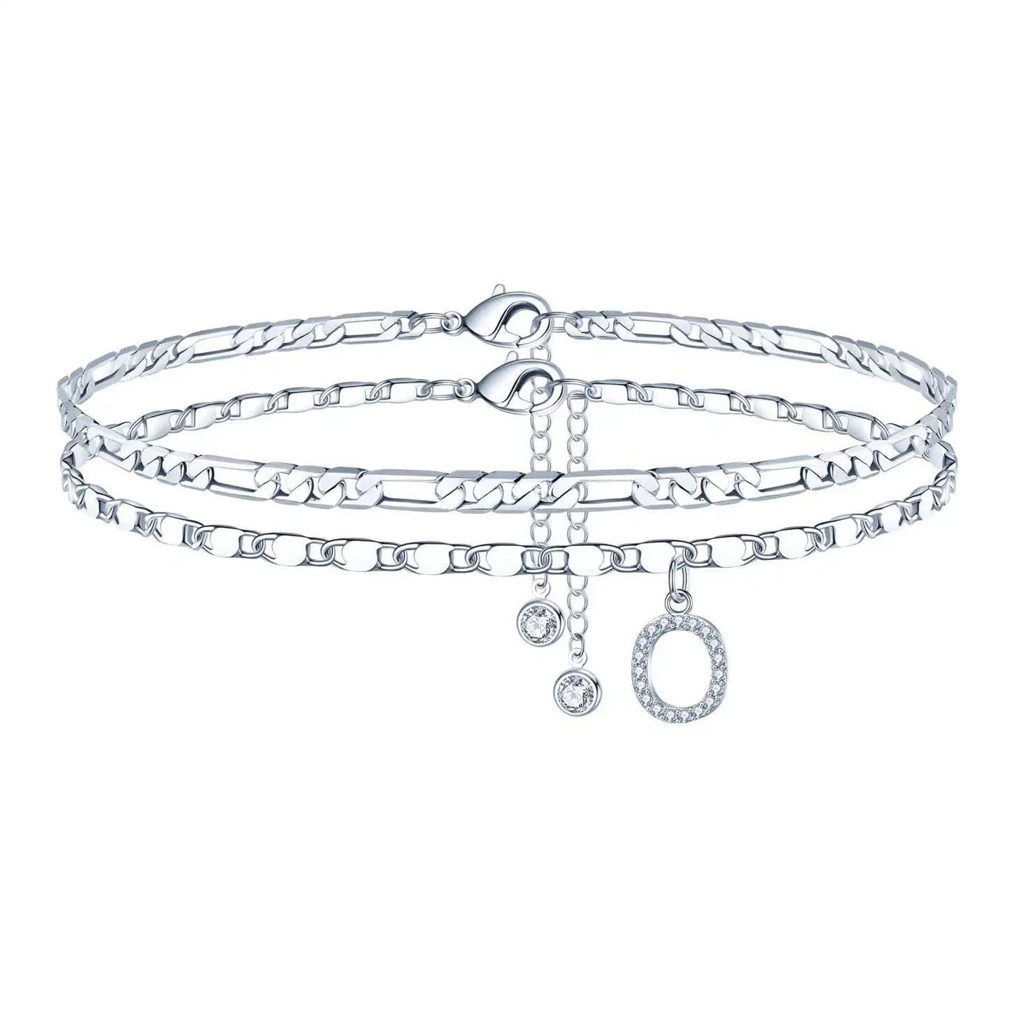 Layered Letter Ankle bracelet for Women Chain Initial Pendant Anklets / 25904001