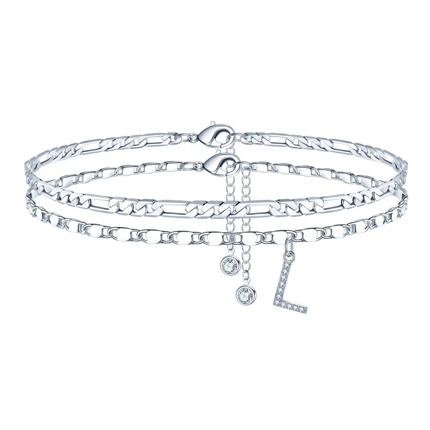 Layered Letter Ankle bracelet for Women Chain Initial Pendant Anklets / 25904001