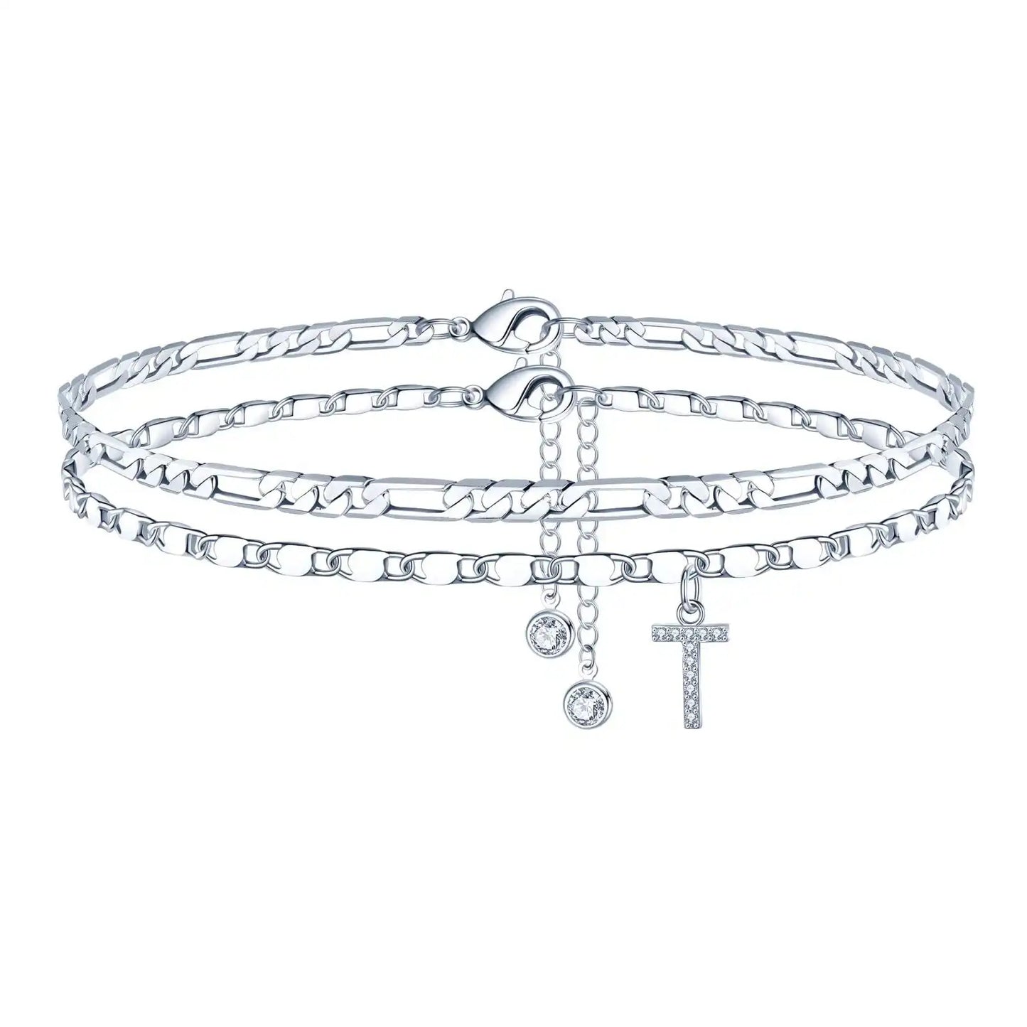 Layered Letter Ankle bracelet for Women Chain Initial Pendant Anklets / 25904001