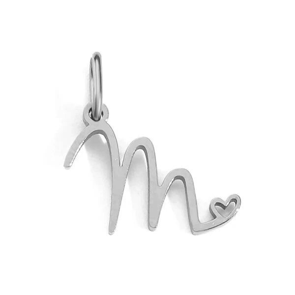 Stainless Steel A-Z Letter Heart Pendant (Pk of 10 ) / KP0002