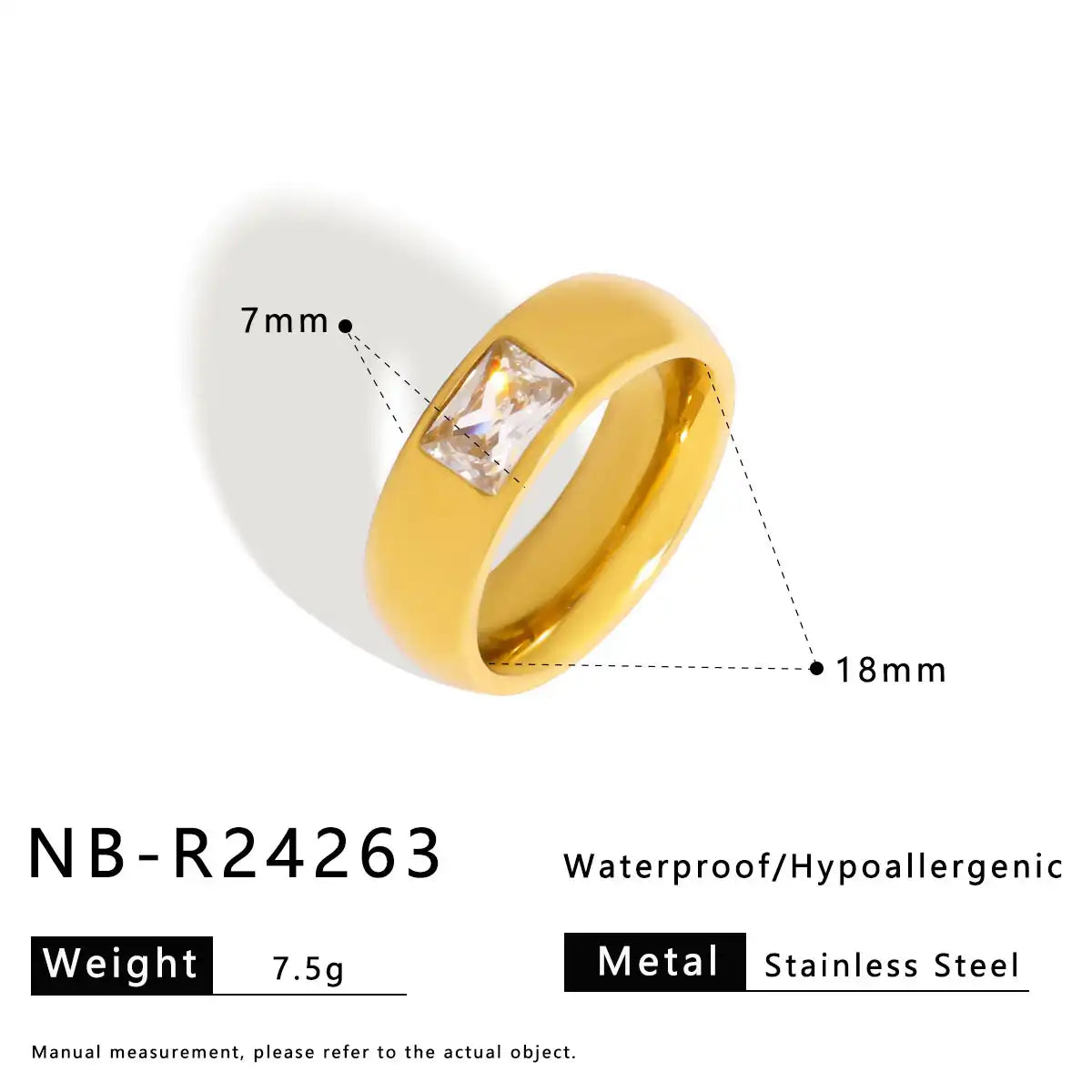 Minimalist stainless steel zircon ring / 25204003