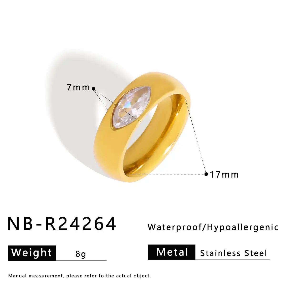 Minimalist stainless steel zircon ring / 25204003