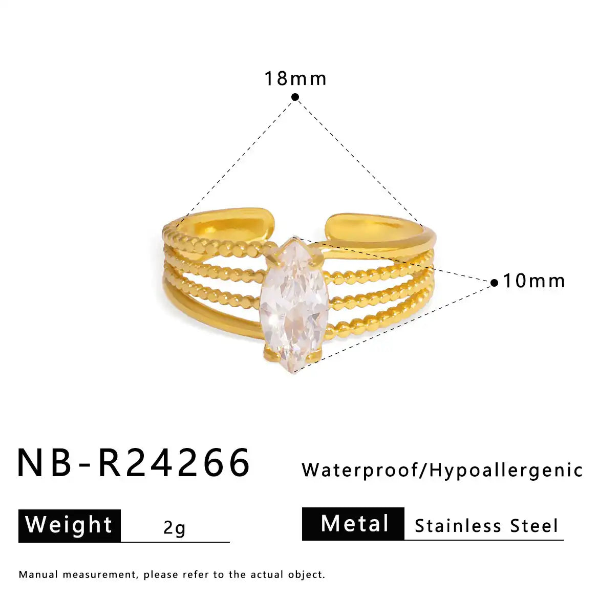 Minimalist stainless steel zircon ring / 25204003