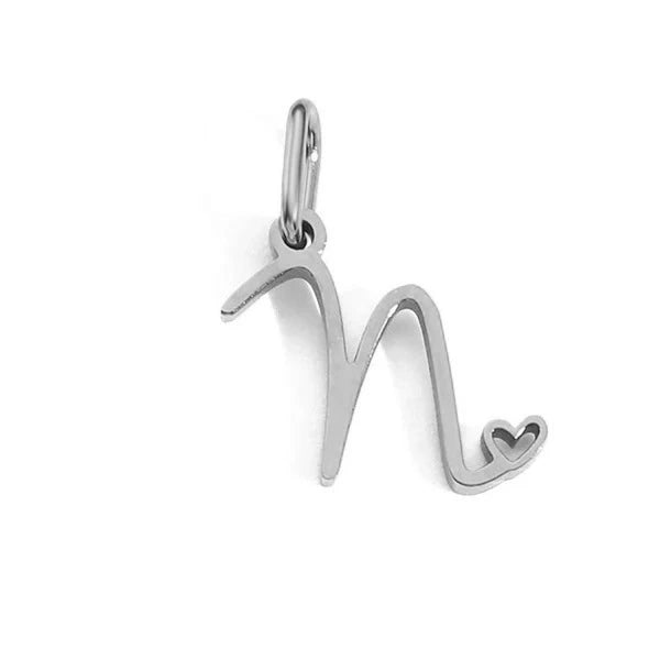Stainless Steel A-Z Letter Heart Pendant (Pk of 10 ) / KP0002