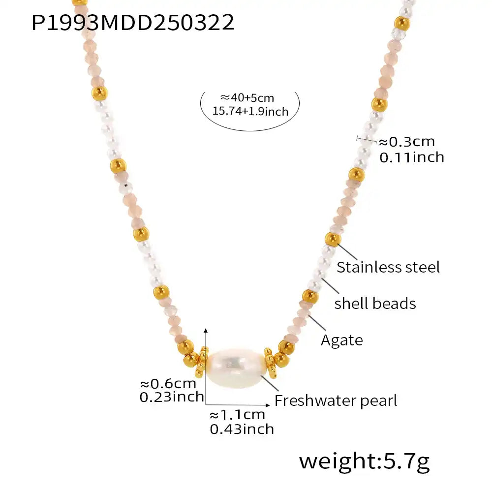 Nautral Stone Beaded Necklace / 25004002