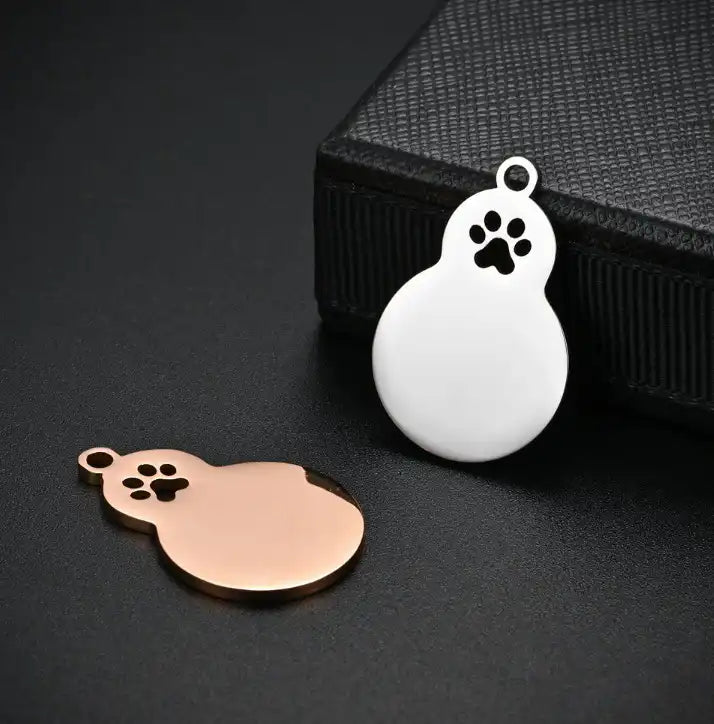 Stainless Steel Engravable Gourd Shape Cat Dog Tags ( pk of 10 ) / KT0046