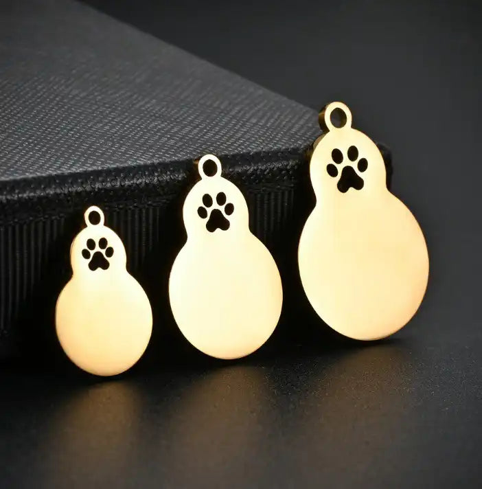 Stainless Steel Engravable Gourd Shape Cat Dog Tags ( pk of 10 ) / KT0046