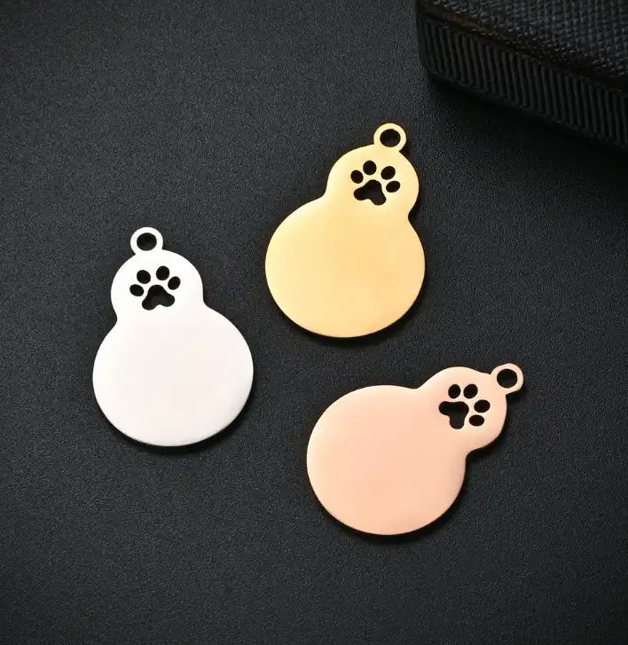 Stainless Steel Engravable Gourd Shape Cat Dog Tags ( pk of 10 ) / KT0046