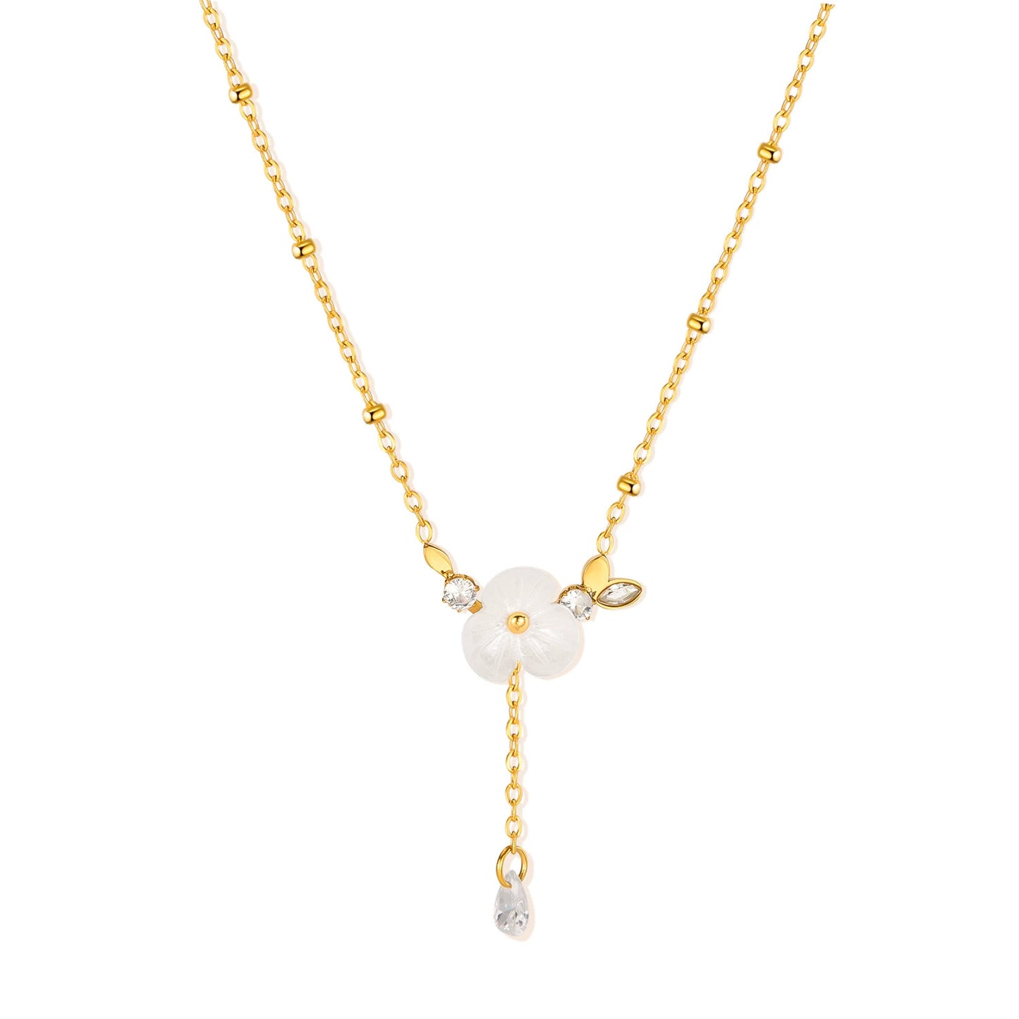 Gold Plated Stainless Steel Flower Pendant Necklace / KN1005
