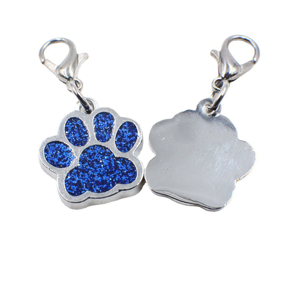 Alloy Shiny Engravable Paw Shape Cat Dog Tags With Lobster Clasp ( pk of 10 ) / KT1003