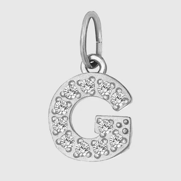 14K Gold PVD Stainless Steel A-Z Letter Rhinestone Inlay Pendant (Pk of 5 ) / KP0009
