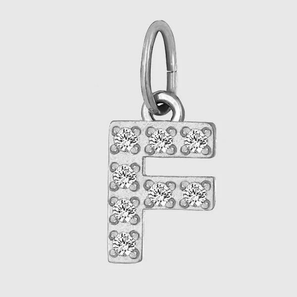 14K Gold PVD Stainless Steel A-Z Letter Rhinestone Inlay Pendant (Pk of 5 ) / KP0009