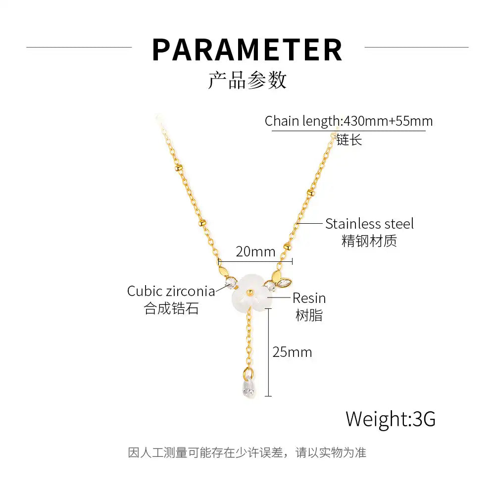 Gold Plated Stainless Steel Flower Pendant Necklace / KN1005