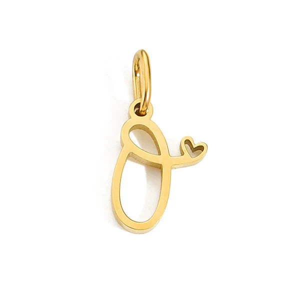 Gold Plated Stainless Steel A-Z Letter Heart Pendant (Pk of 10 ) / KP0003