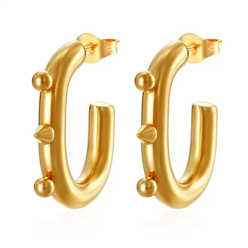 1 Pair Oval stainless steel Hoop earrings for women / 25104012
