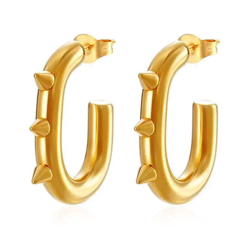 1 Pair Oval stainless steel Hoop earrings for women / 25104012