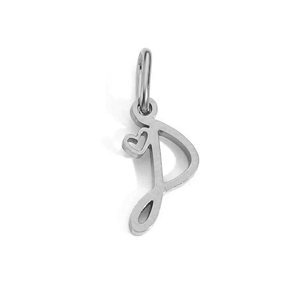 Stainless Steel A-Z Letter Heart Pendant (Pk of 10 ) / KP0002