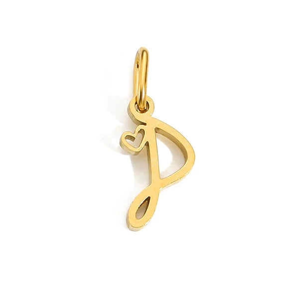 Gold Plated Stainless Steel A-Z Letter Heart Pendant (Pk of 10 ) / KP0003