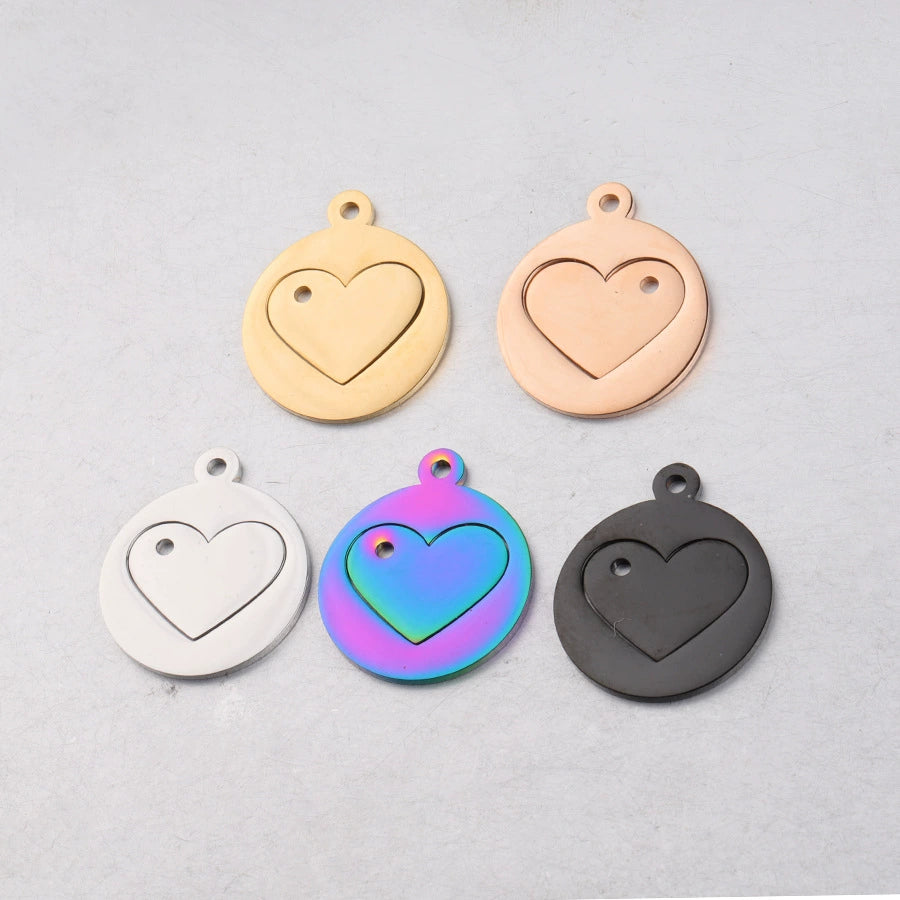 Polished Blank Engravable stainless steel heart pendant set / KC2019