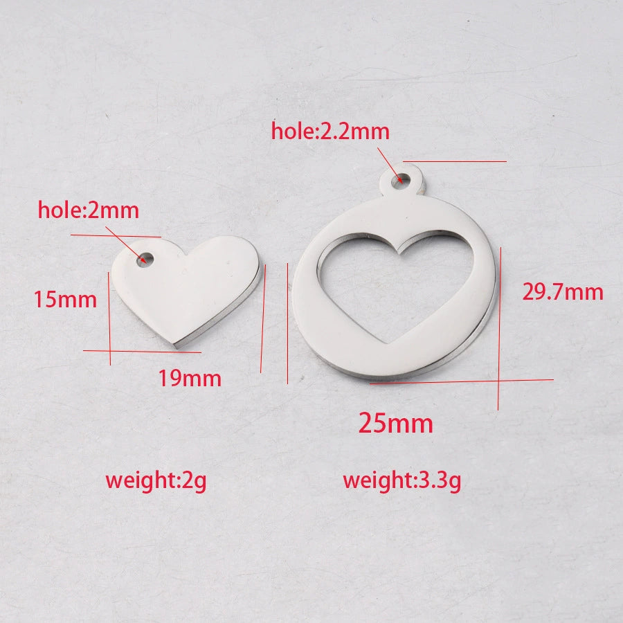 Polished Blank Engravable stainless steel heart pendant set / KC2019
