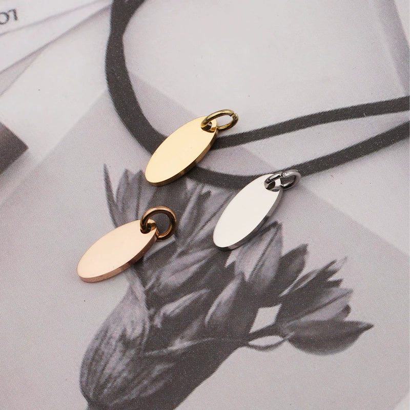 12*5mm Polished engravable stainless steel Oval pendant bulk wholesale / KC2020