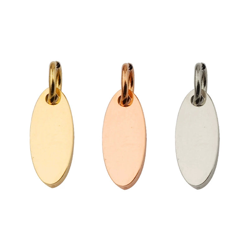 12*5mm Polished engravable stainless steel Oval pendant bulk wholesale / KC2020