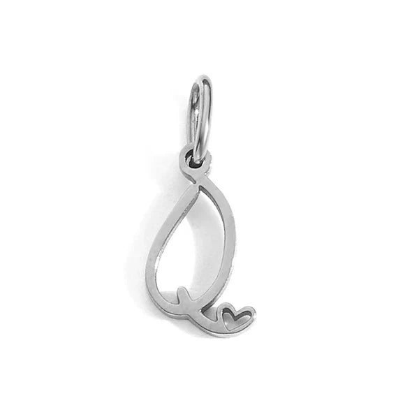 Stainless Steel A-Z Letter Heart Pendant (Pk of 10 ) / KP0002