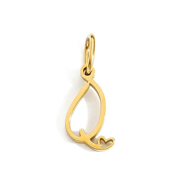 Gold Plated Stainless Steel A-Z Letter Heart Pendant (Pk of 10 ) / KP0003