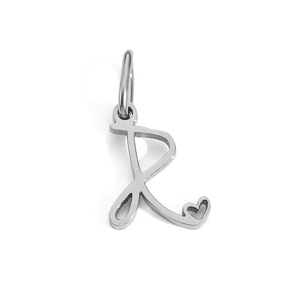 Stainless Steel A-Z Letter Heart Pendant (Pk of 10 ) / KP0002