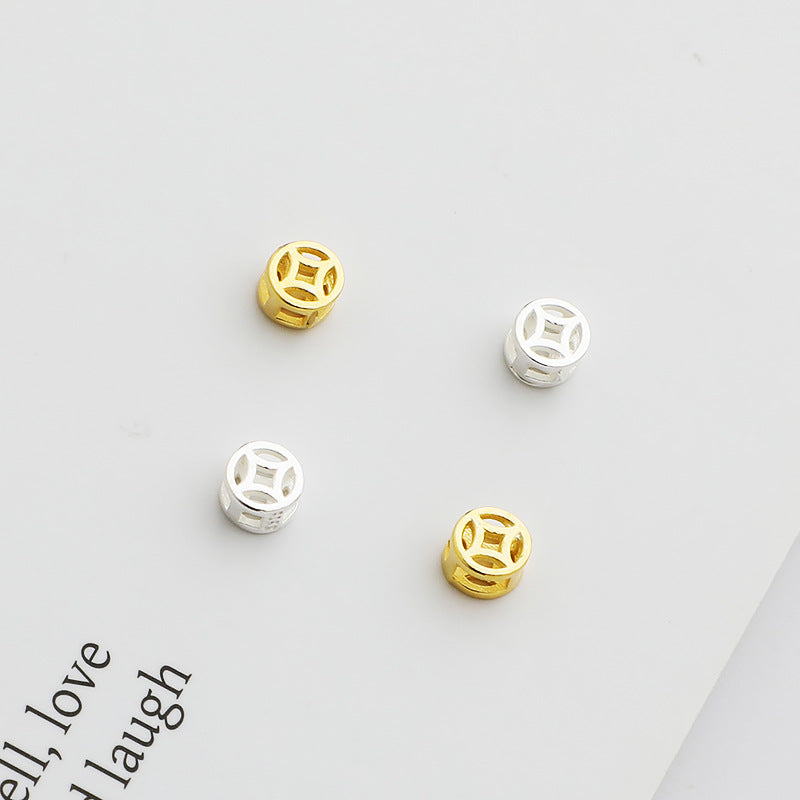 Multi Color, Round, Hollow, Sterling Silver Beads ( pk of 10 )
