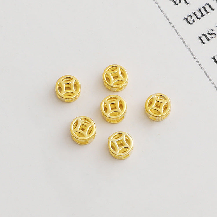 Multi Color, Round, Hollow, Sterling Silver Beads ( pk of 10 )