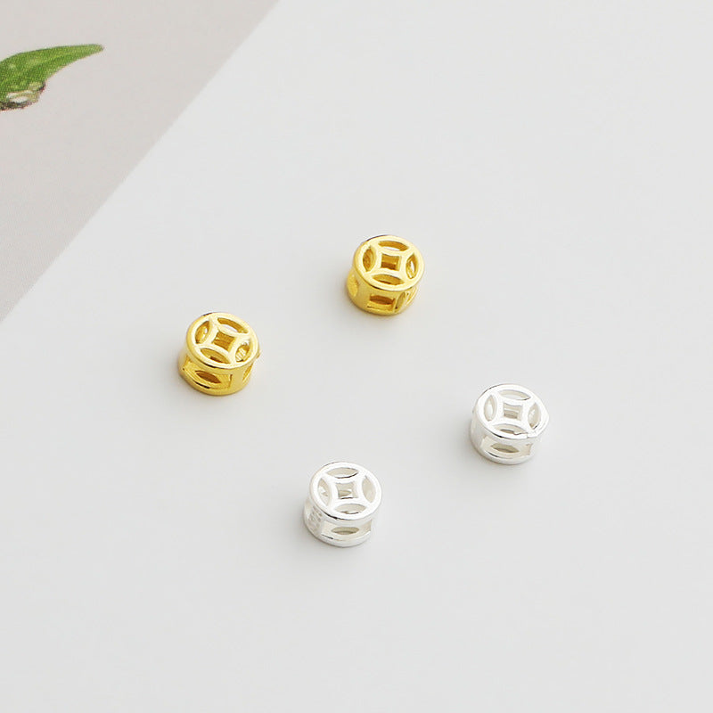 Multi Color, Round, Hollow, Sterling Silver Beads ( pk of 10 )